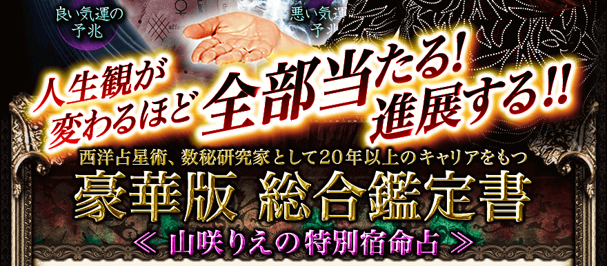 人生観が変わるほど全部当たる！進展する！！西洋占星術、数秘研究家として20年以上のキャリアをもつ豪華版 総合鑑定書≪山咲りえの特別宿命占≫